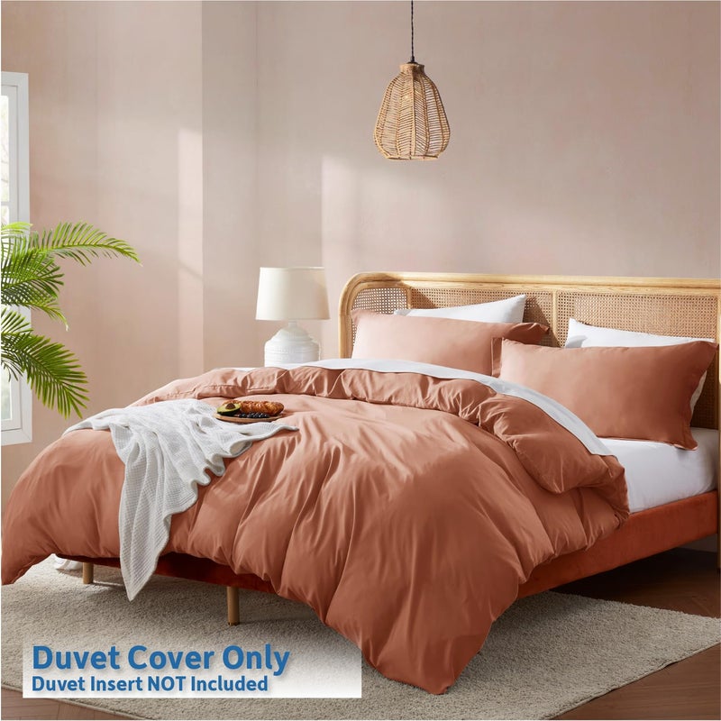 Nestl Rust California King Duvet Cover Sets - Soft Double Brushed Cal King Duvet Cover, 3 Piece, with Button Closure, 1 Duvet Cover 104x98 inches and 2 Pillow Shams - Image 2